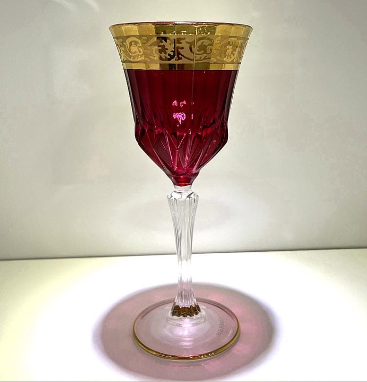 18k Gold Czech Crystal Whiskey Glasses, Classic Spirits Glasses