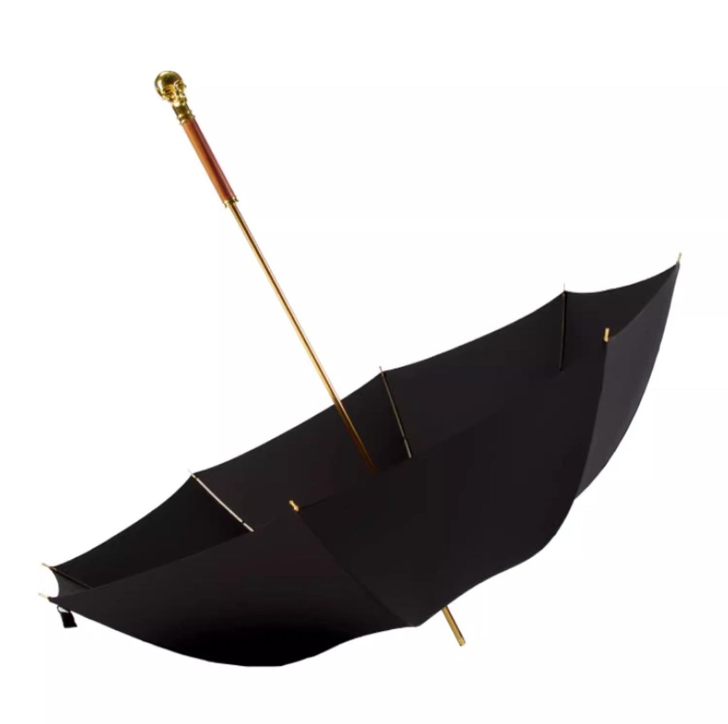 Skull-Head Gold-Plated Long-Handle Umbrella Retro British-Style Business Fashion Umbrella for All Weather