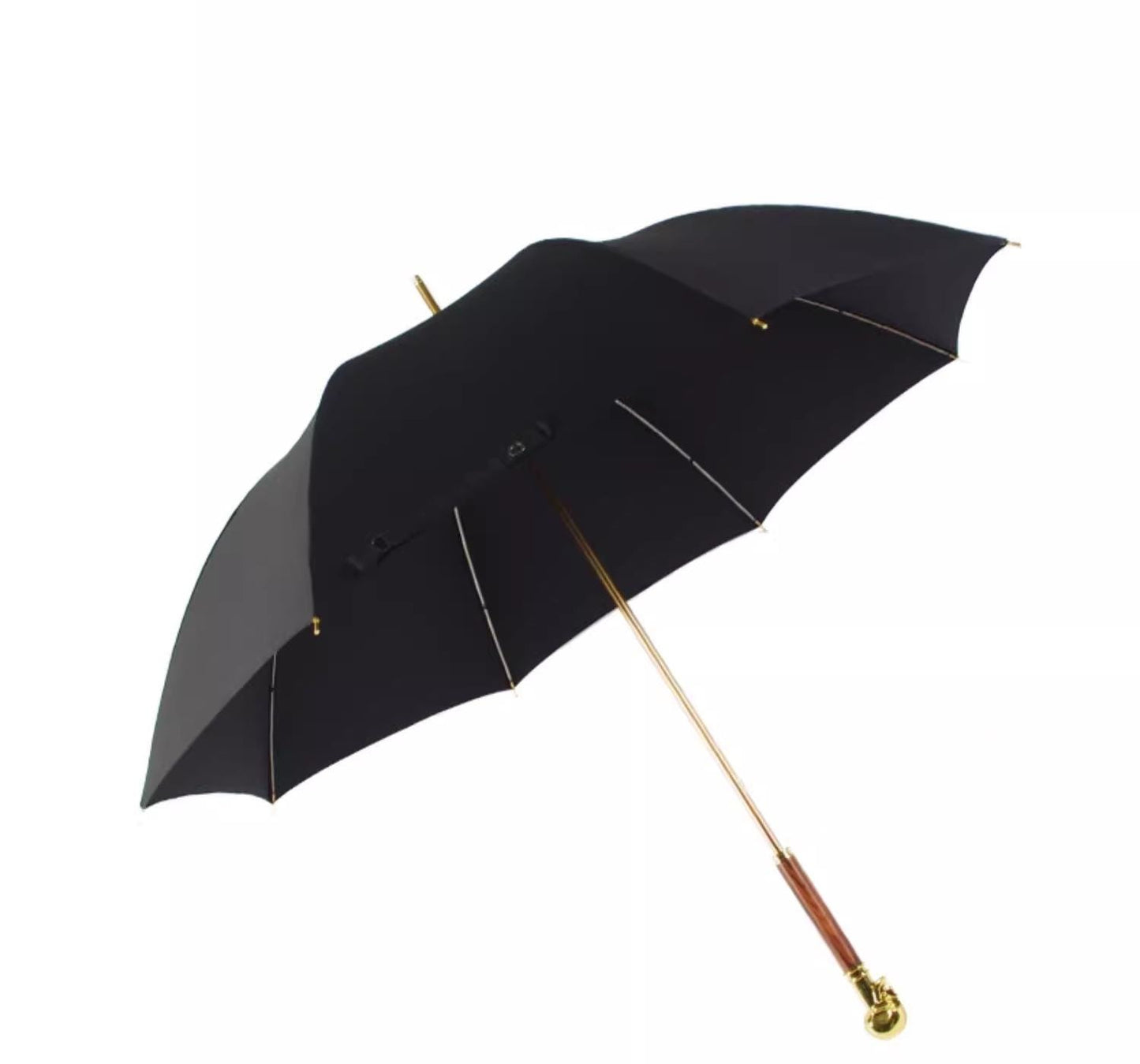 Skull-Head Gold-Plated Long-Handle Umbrella Retro British-Style Business Fashion Umbrella for All Weather