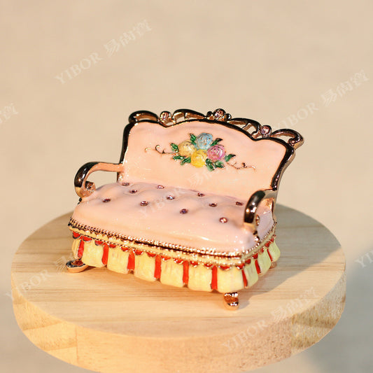 Vintage alloy enamel ornament, high-end desktop alloy diamond-encrusted decoration