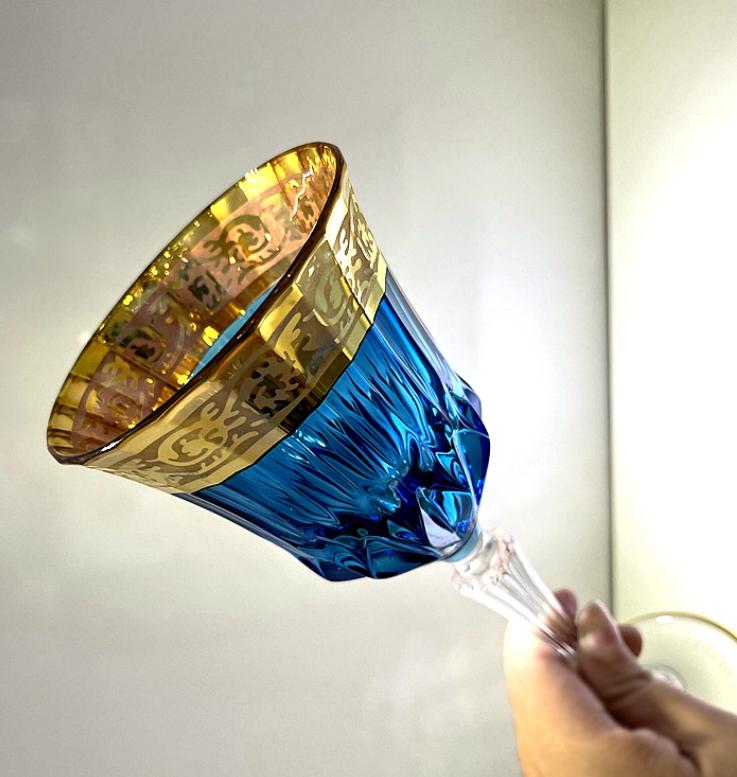 18k Gold Czech Crystal Whiskey Glasses, Classic Spirits Glasses