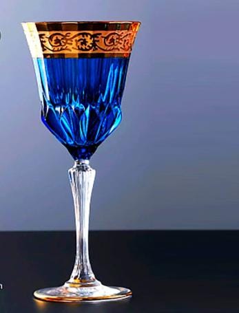 18k Gold Czech Crystal Whiskey Glasses, Classic Spirits Glasses