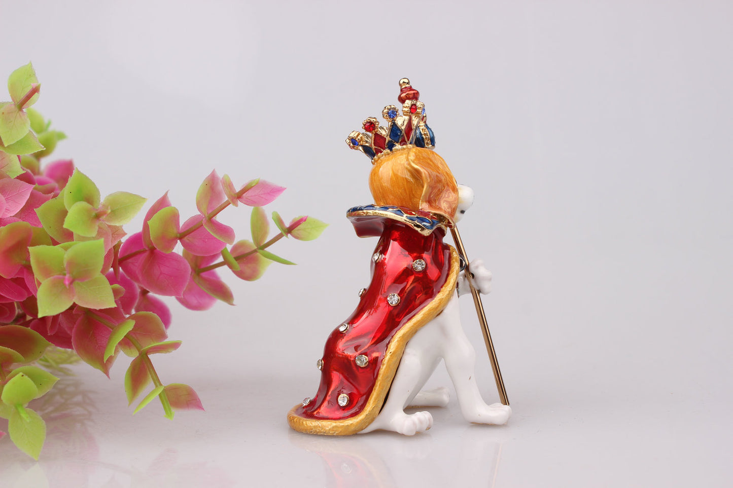 Royal Dog Jewelry Box with Crown - Hand-Painted Enamel & Rhinestones