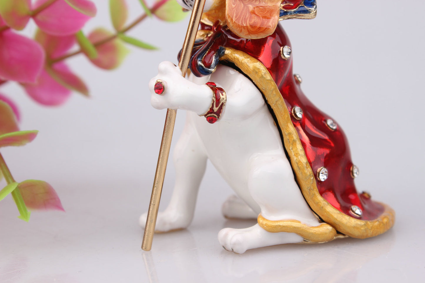 Royal Dog Jewelry Box with Crown - Hand-Painted Enamel & Rhinestones