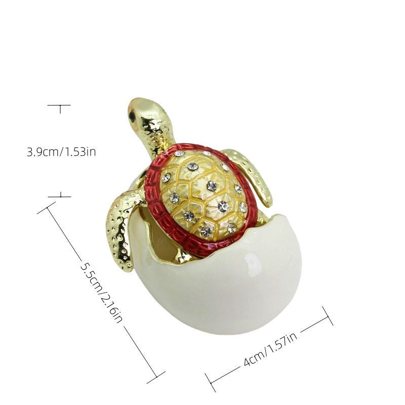Creative metal craft newborn turtle figurine, turtle jewelry box, turtle refrigerator magnet, eggshell turtle enamel ornament