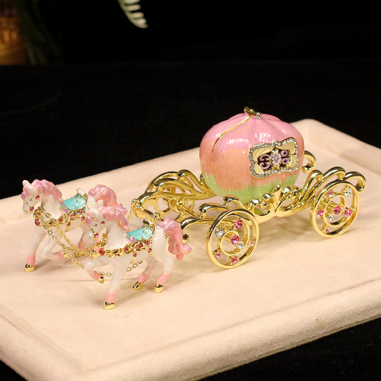 Enchanted Carriage Enamel Jewelry Box - Handcrafted Luxury Trinket Box