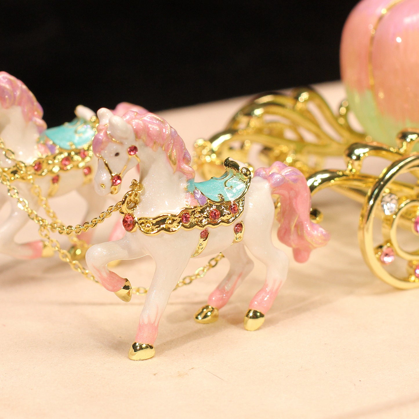 Enchanted Carriage Enamel Jewelry Box - Handcrafted Luxury Trinket Box