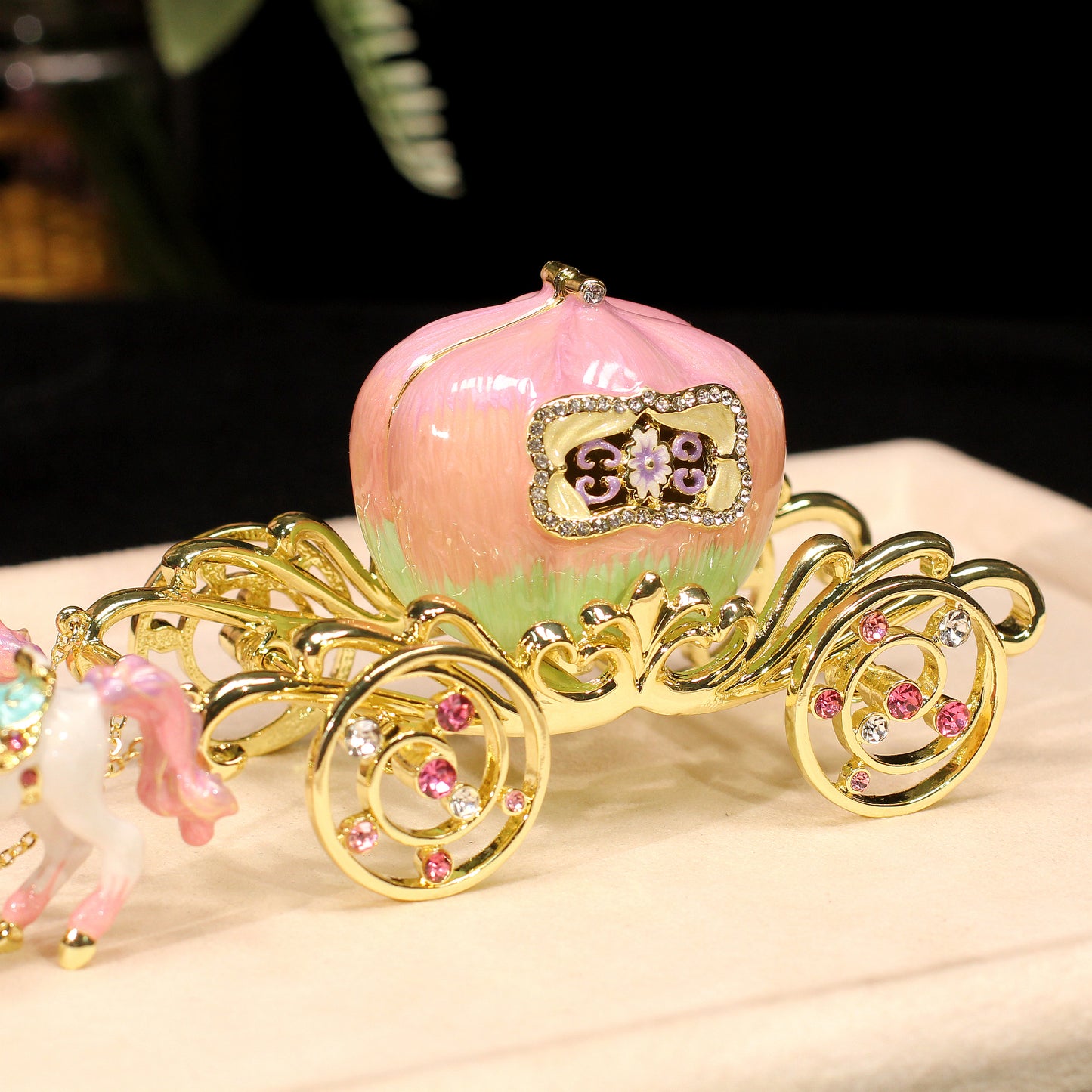 Enchanted Carriage Enamel Jewelry Box - Handcrafted Luxury Trinket Box
