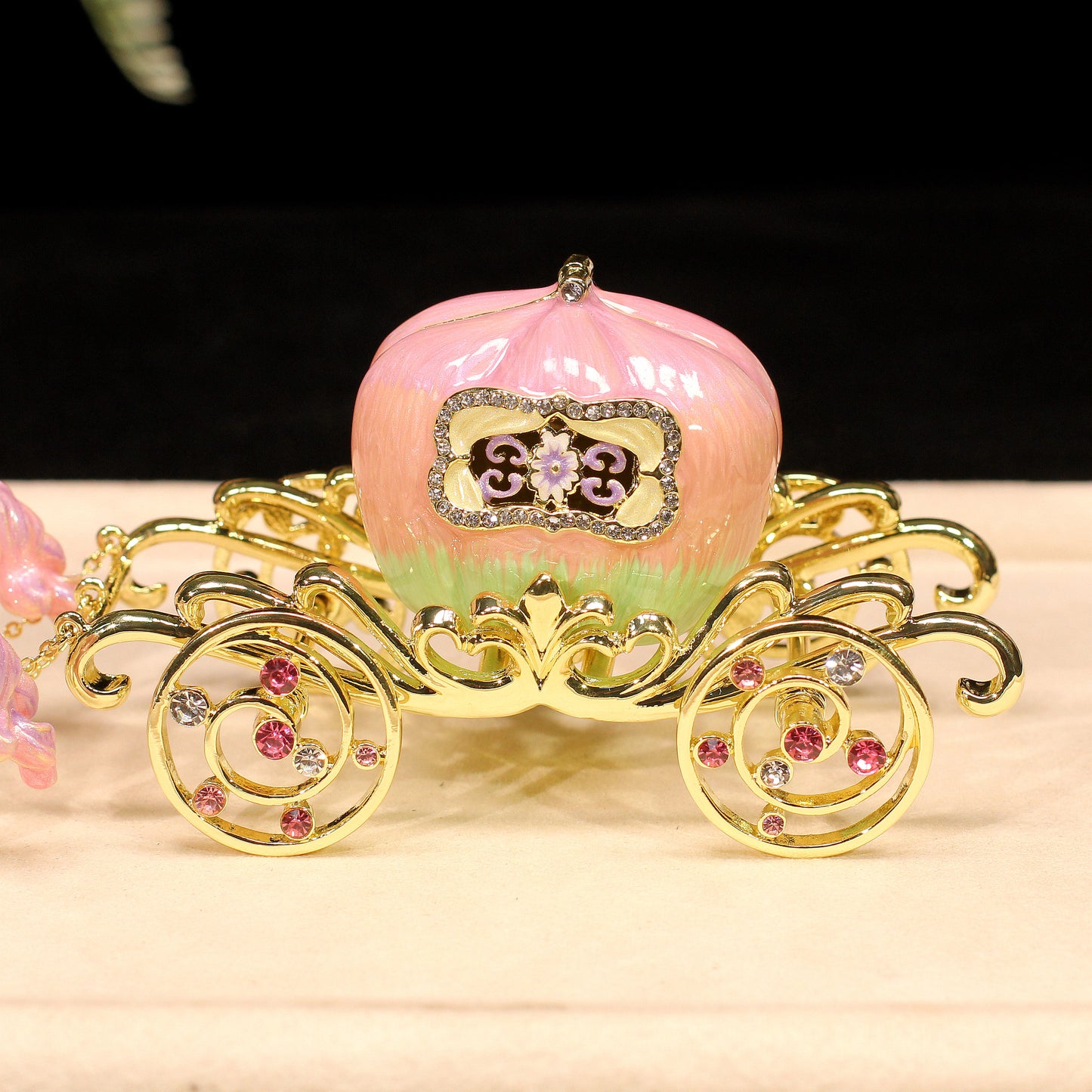 Enchanted Carriage Enamel Jewelry Box - Handcrafted Luxury Trinket Box