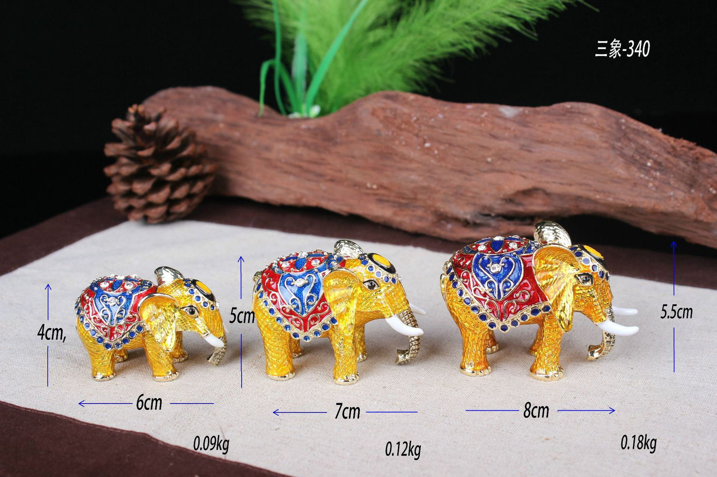 Royal Enamel Elephant Jewelry Box with Crystals