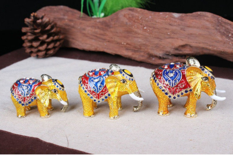 Royal Enamel Elephant Jewelry Box with Crystals