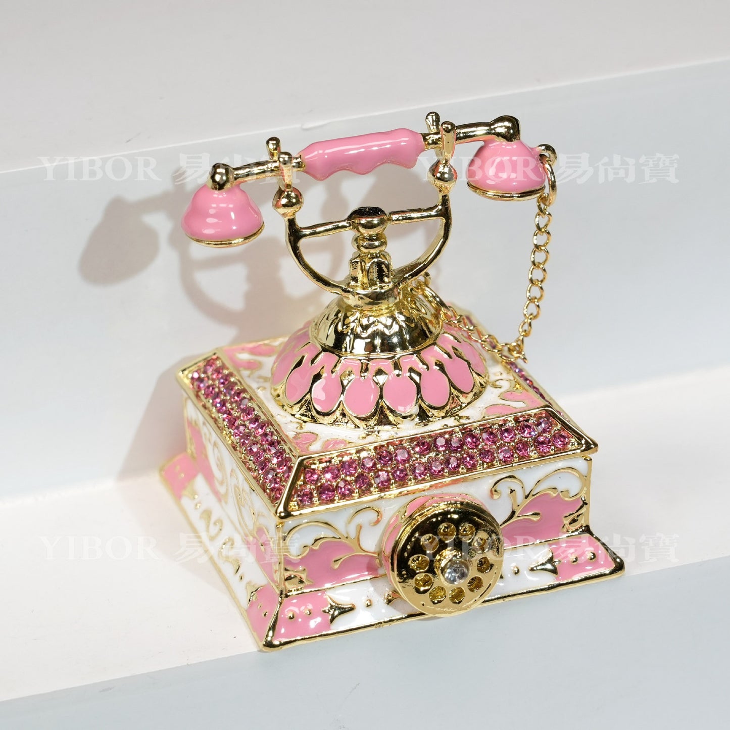 Vintage Turquoise Enamel Telephone Jewelry Box