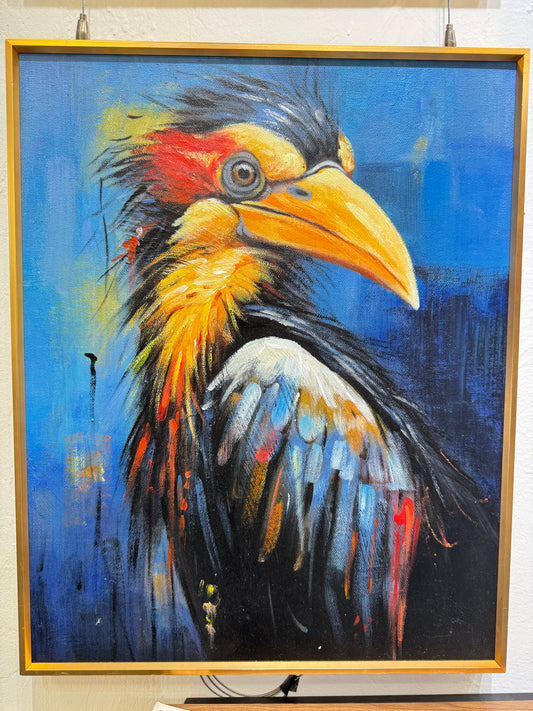 Vibrant Hornbill Oil Painting 40×50cm - Exotic Bird Art