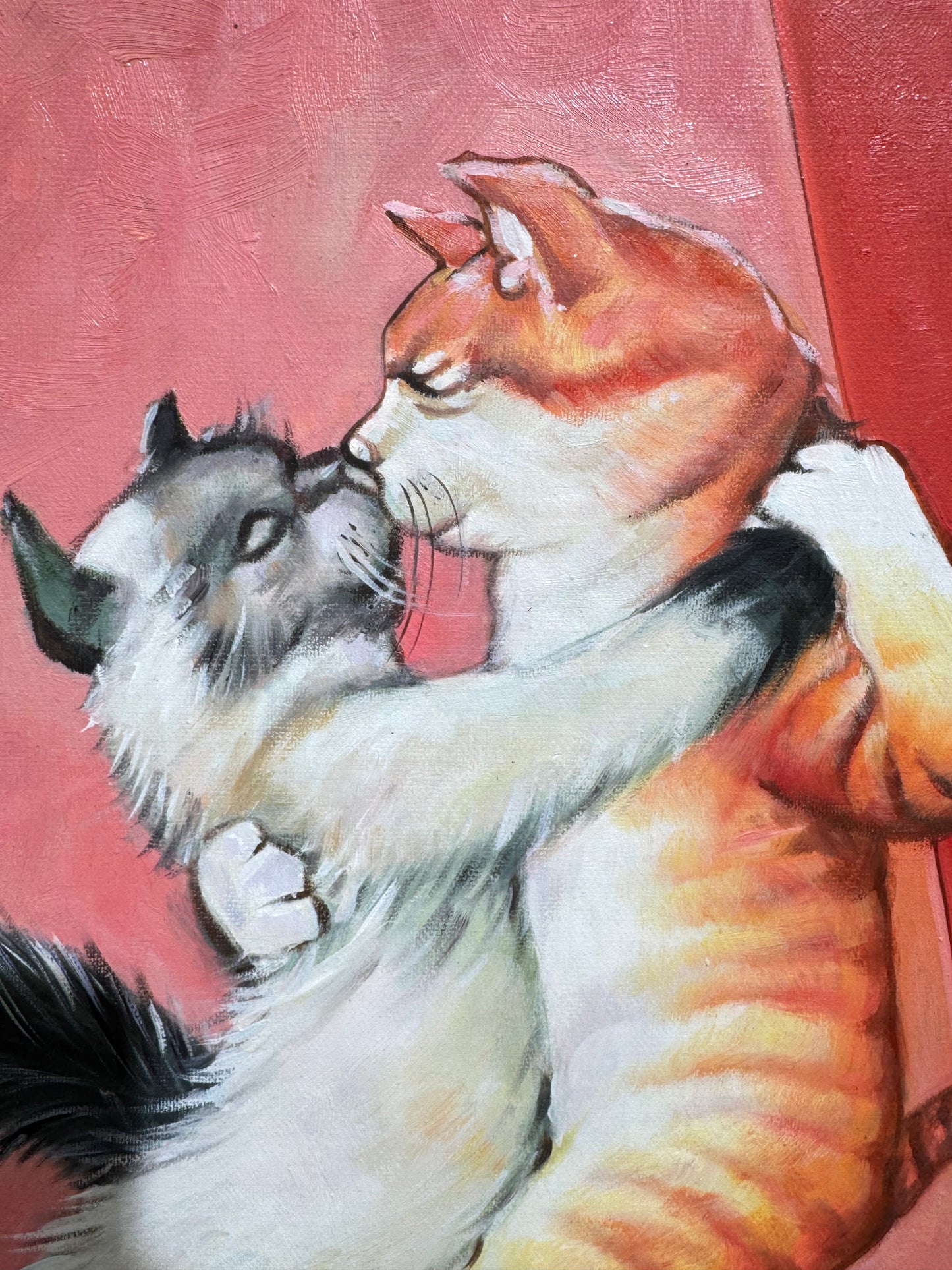 Dancing Cats Oil Painting - Playful Feline Art