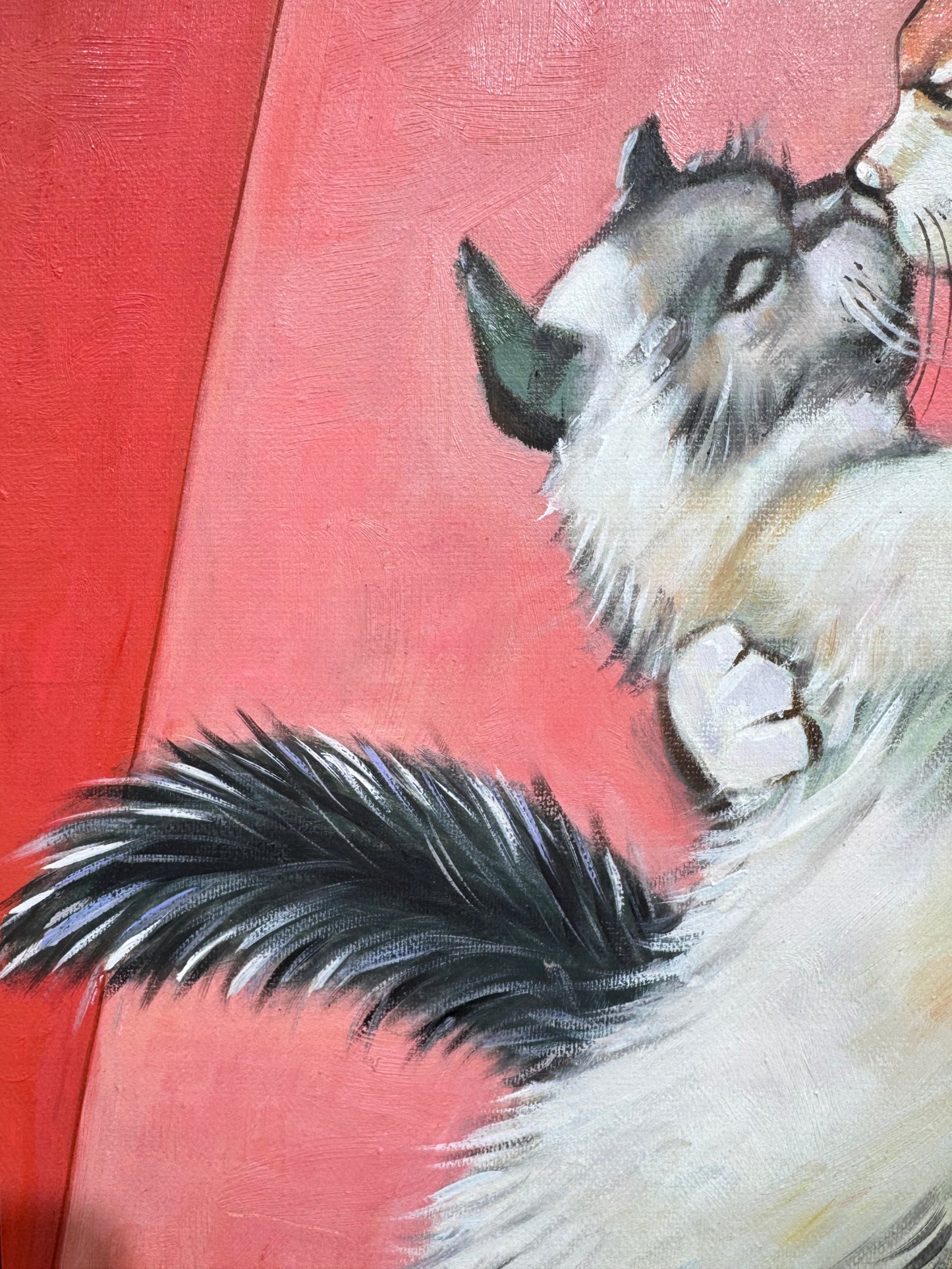 Dancing Cats Oil Painting - Playful Feline Art