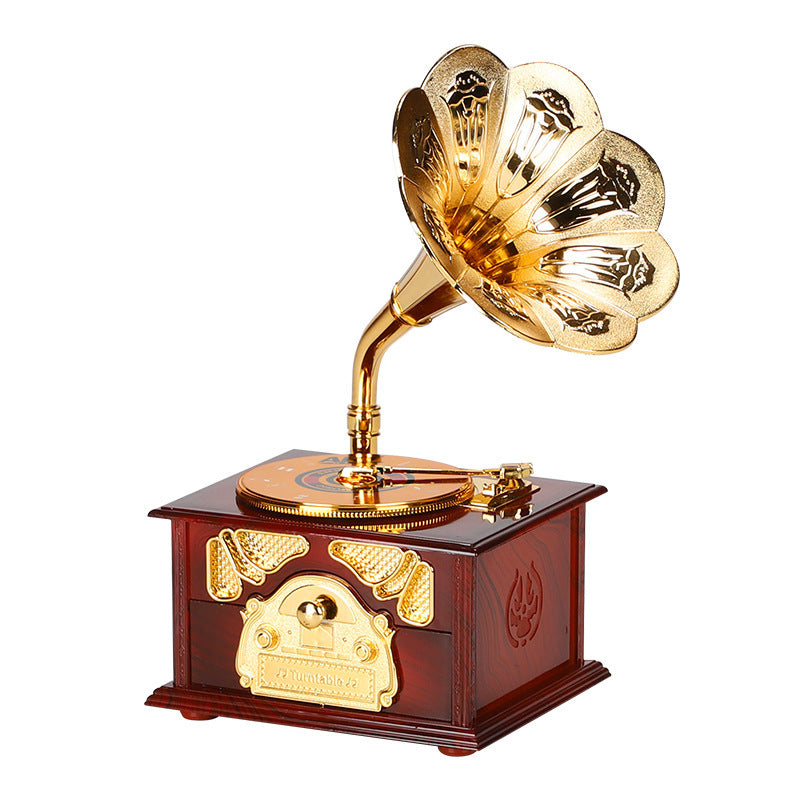 Vintage Piano Music Box & Gramophone Desktop Ornament – Retro Sewing Machine Model, Decorative Home Gift