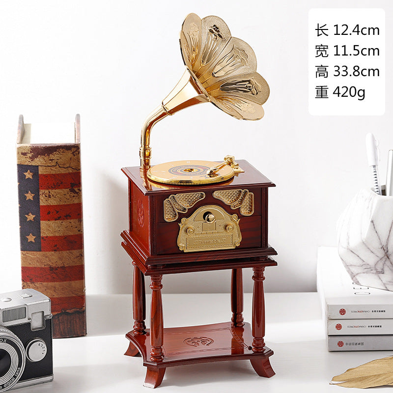 Vintage Piano Music Box & Gramophone Desktop Ornament – Retro Sewing Machine Model, Decorative Home Gift
