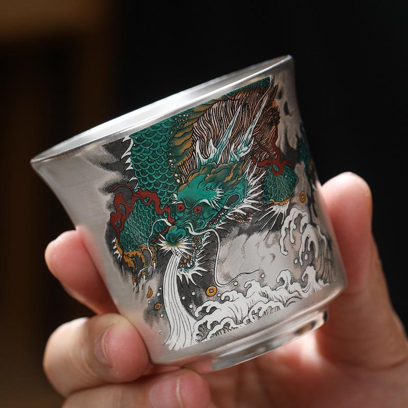 Solid sterling silver inside and out  Dragon Silver-Plated Tea Cup