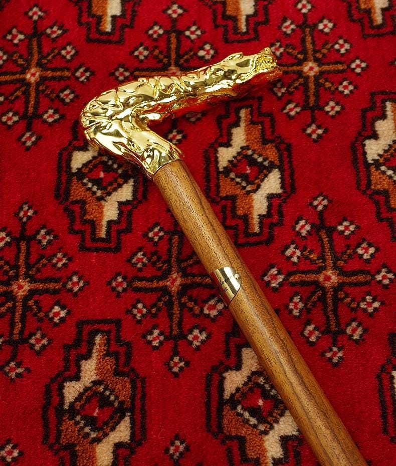 Golden Dragon-Shaped Scepter Wand Walking Stick British Civilization Cane