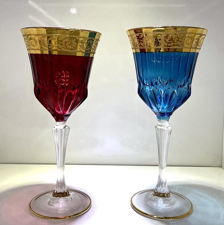 18k Gold Czech Crystal Whiskey Glasses, Classic Spirits Glasses