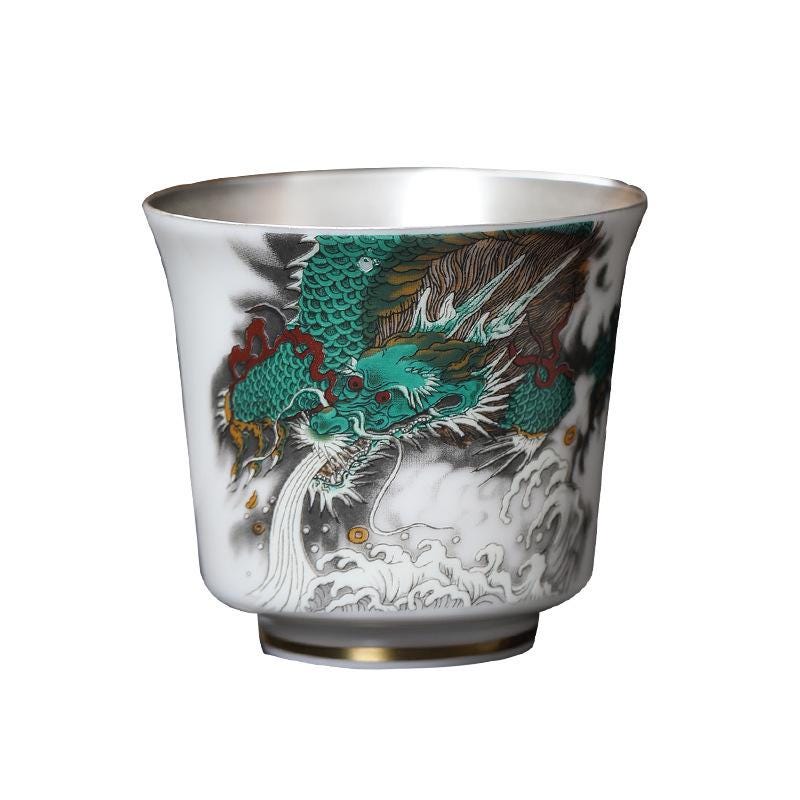 Silver-Tea Set Green Dragon Gilded Tea Tasting Cup