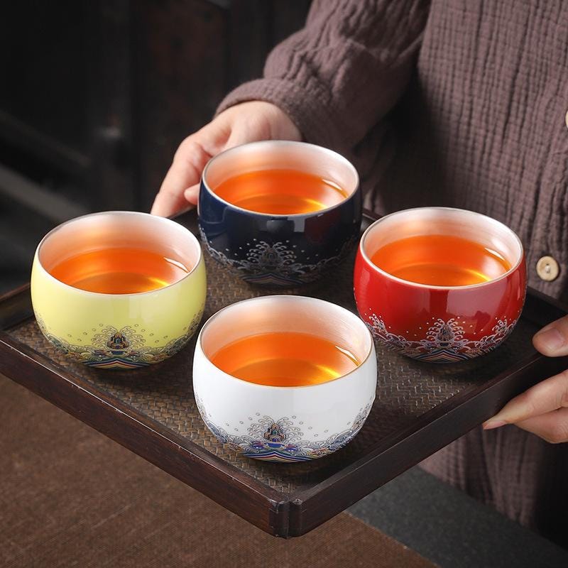 Handcrafted enamel cup Silver-gilt tea cup